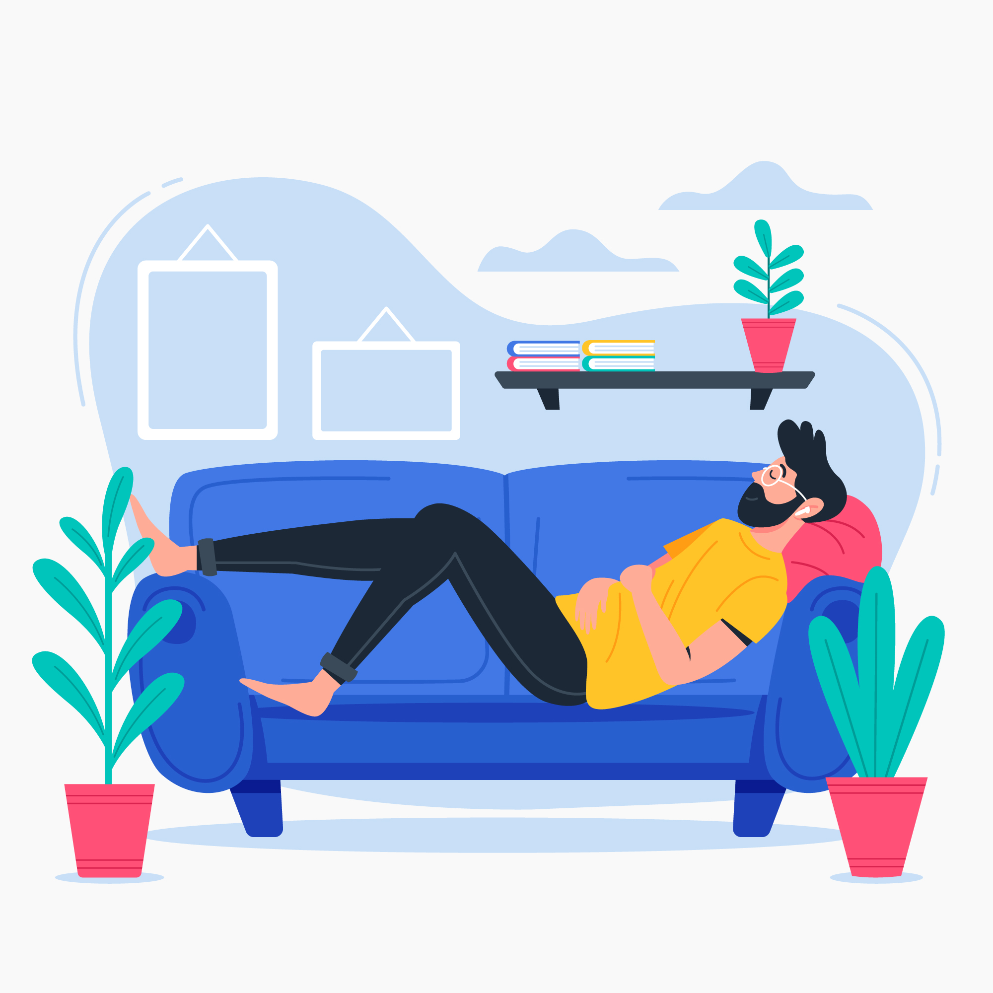 Man resting on sofa